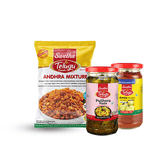 Combo Of Andhra Mixture + Pulihora Paste + Amla Pickle (300 Grams)